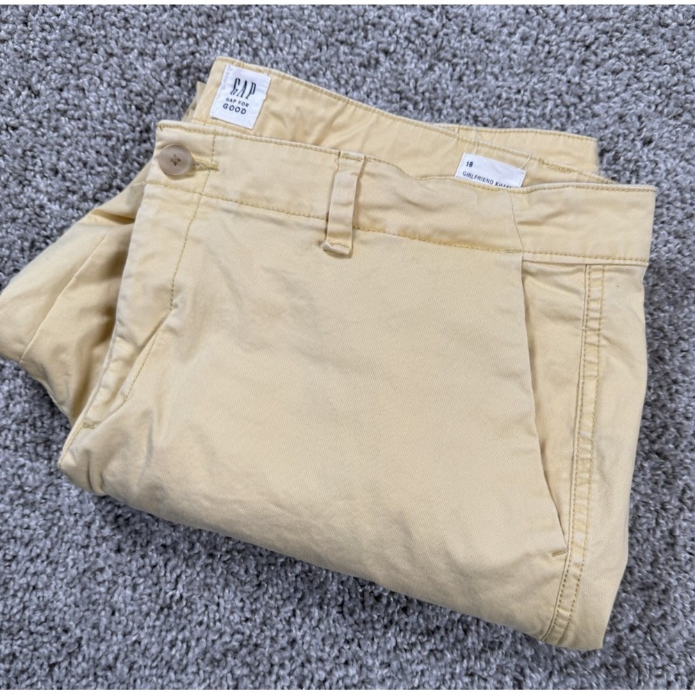 Gap Girlfriend Khaki Straight Fit Solid Yellow Casual Womens 18 Measures 38x27